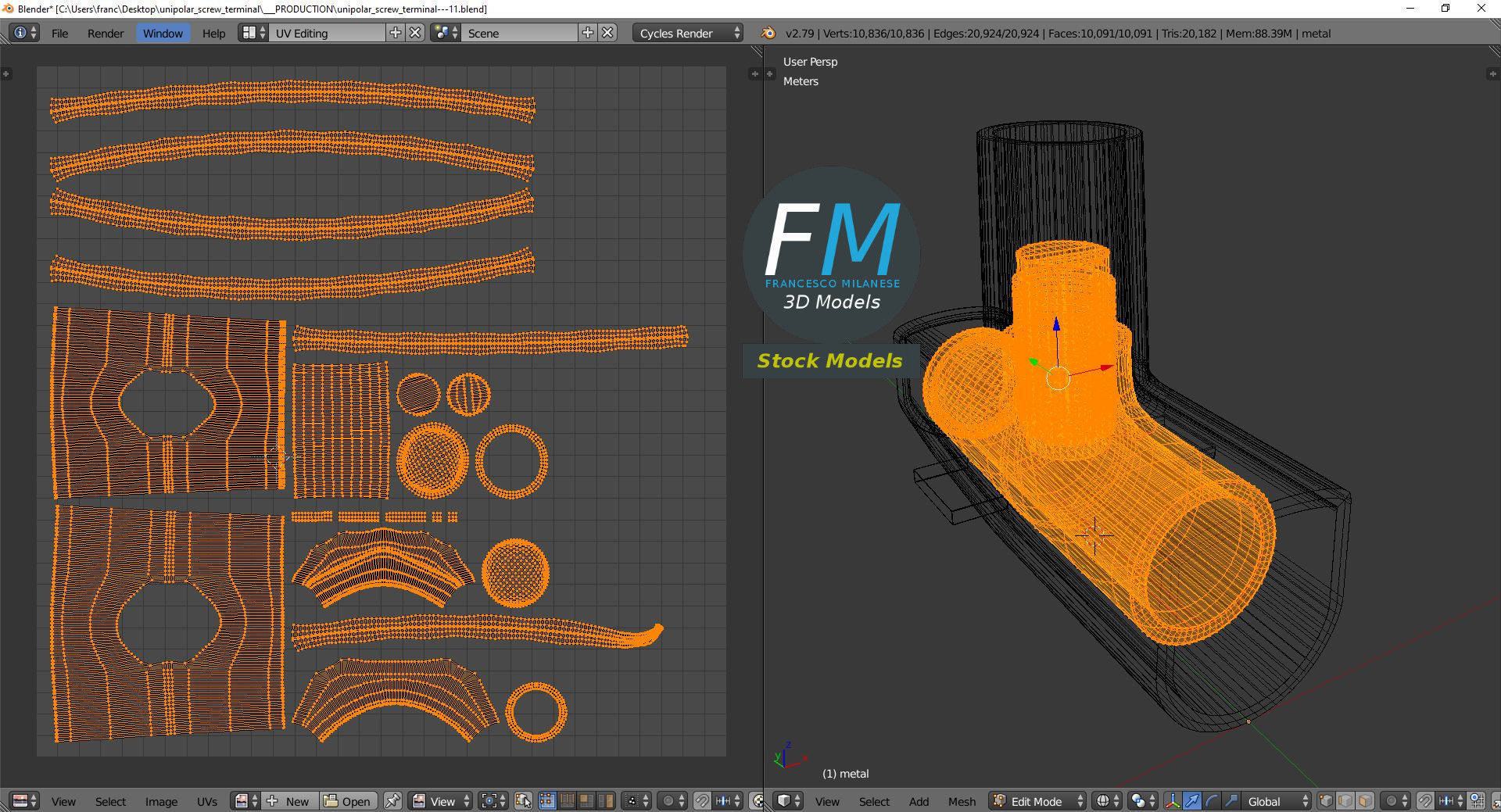 Unipolar screw terminal 3D model_10