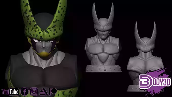 Cell Bust 1-1 Scale - Dragon Ball 3D print model