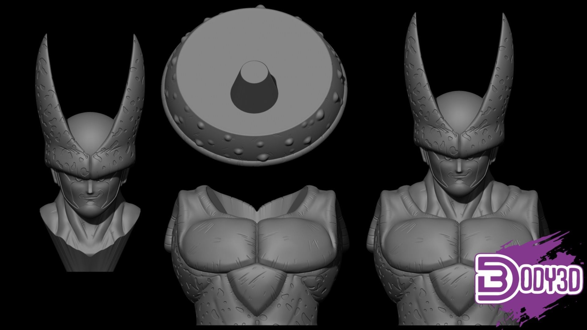 Cell Bust 1-1 Scale - Dragon Ball 3D print model_3