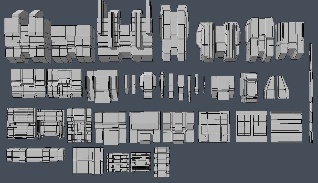 elements set 001 Low-poly 3D model_0