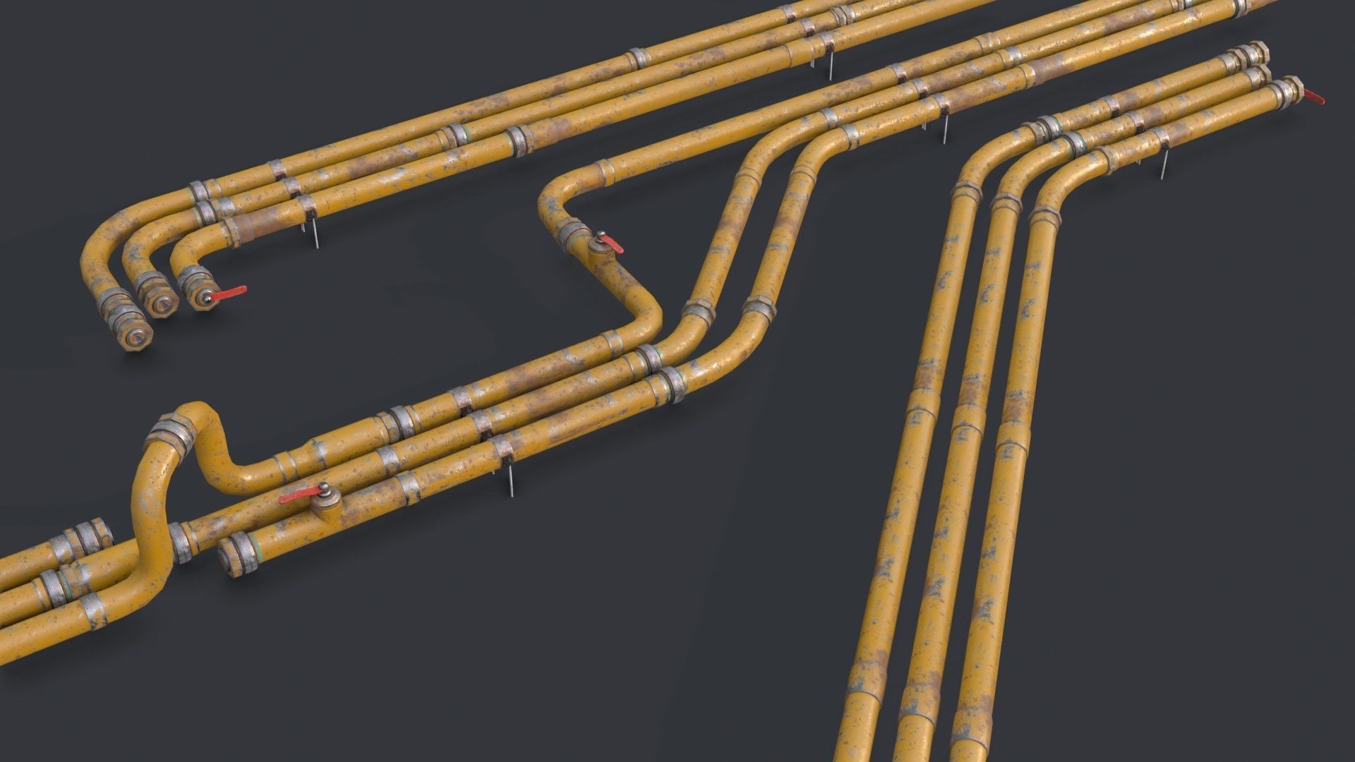 Modular Pipes - Old Painted Low-poly 3D model_25