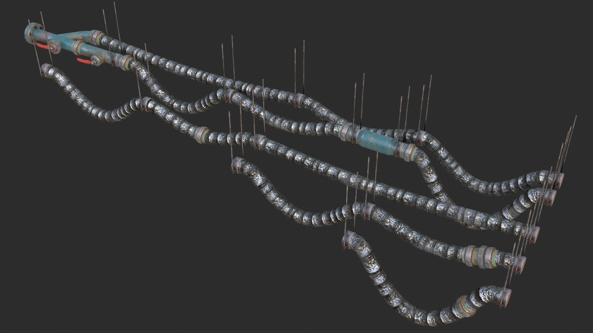 Modular Pipes - Old Painted Low-poly 3D model_9
