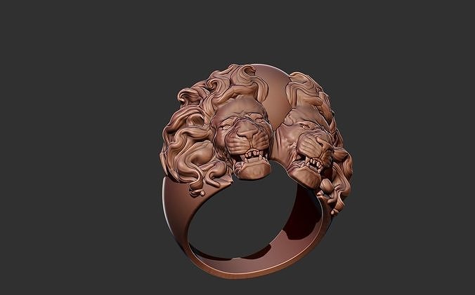Two Lions Ring 3D print model