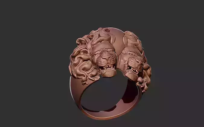 Two Lions Ring 3D print model