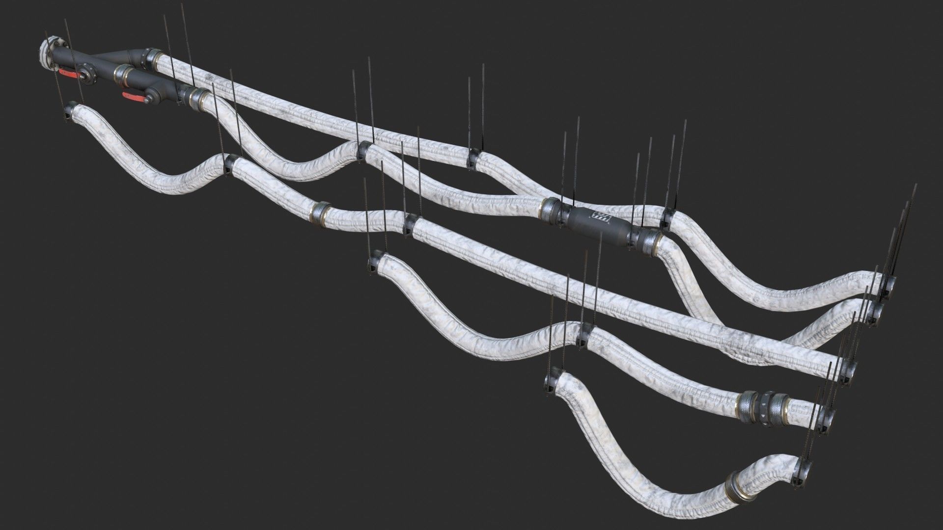 Modular Pipes - Sci-Fi Painted Black Low-poly 3D model_9