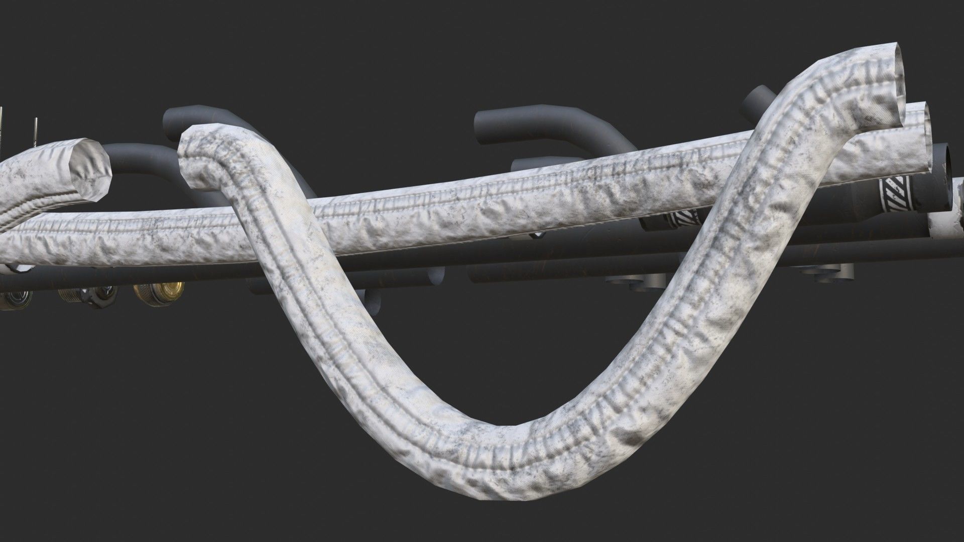 Modular Pipes - Sci-Fi Painted Black Low-poly 3D model_6