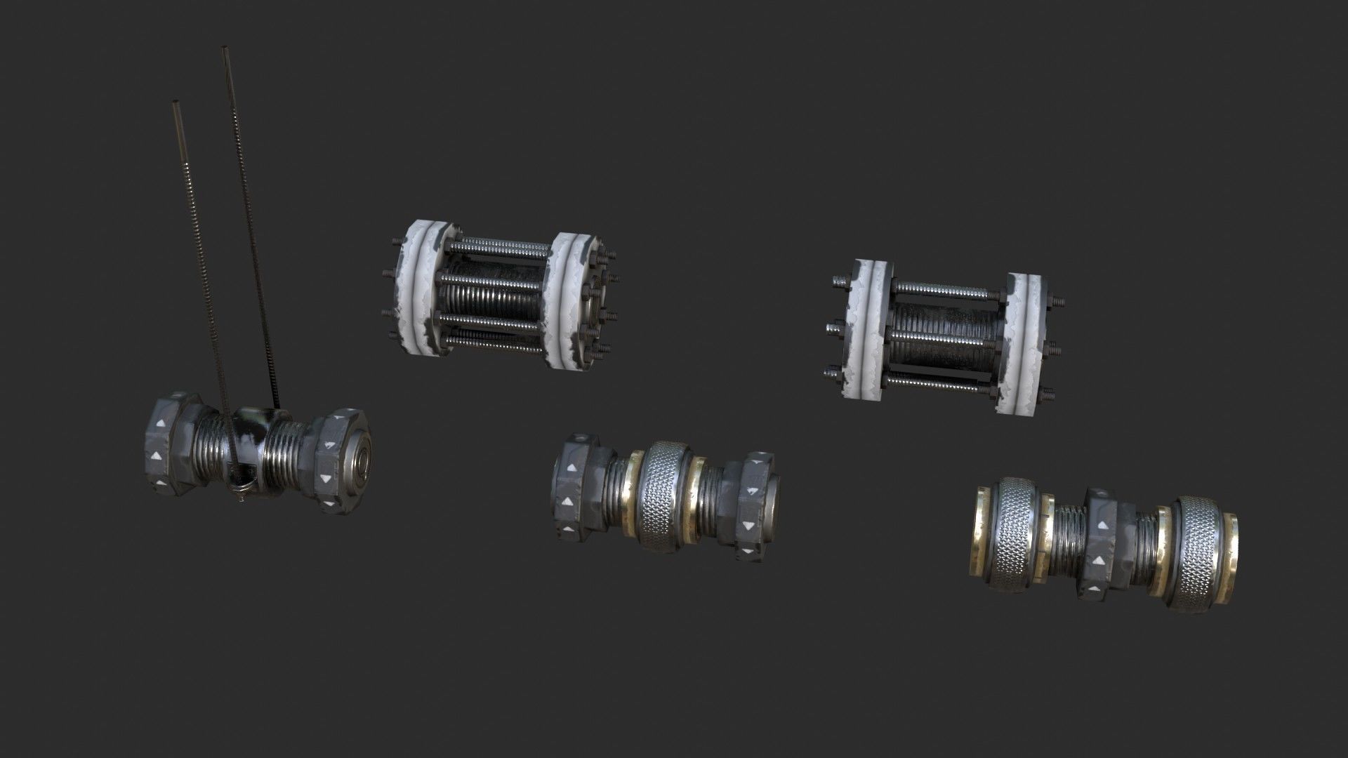 Modular Pipes - Sci-Fi Painted Black Low-poly 3D model_13