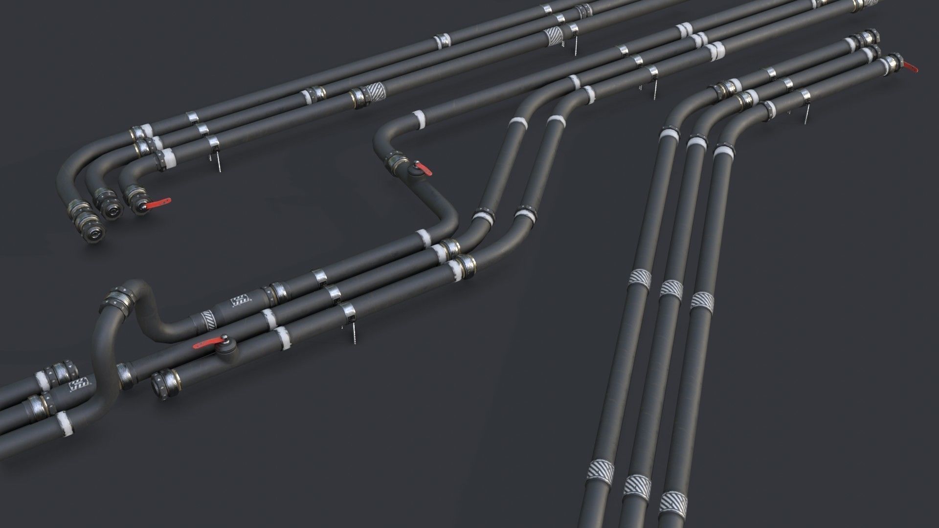 Modular Pipes - Sci-Fi Painted Black Low-poly 3D model_17