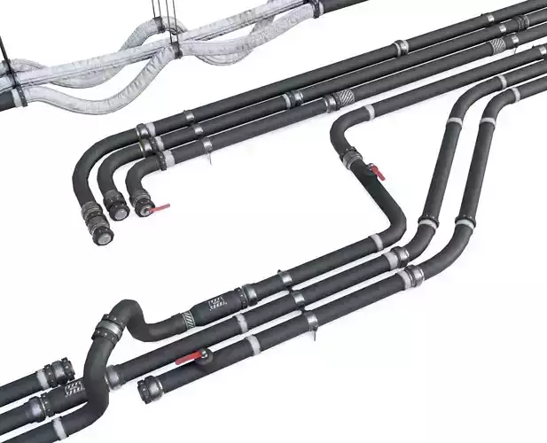 Modular Pipes - Sci-Fi Painted Black Low-poly 3D model
