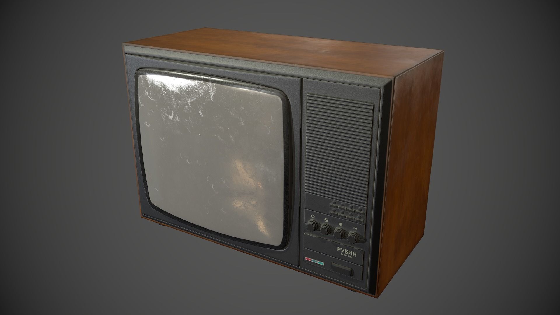 TV Old Retro Low-poly 3D model_1