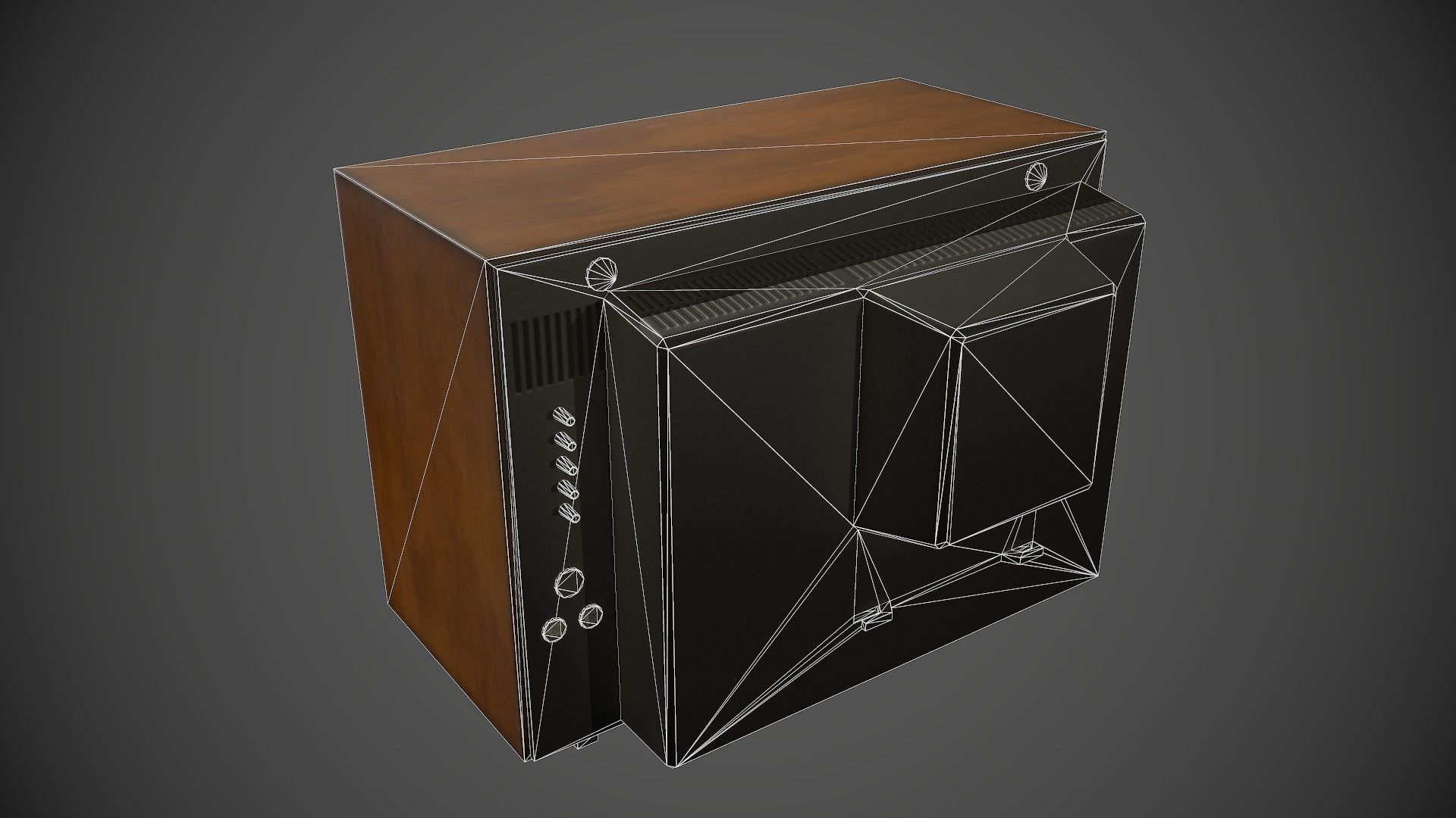 TV Old Retro Low-poly 3D model_7