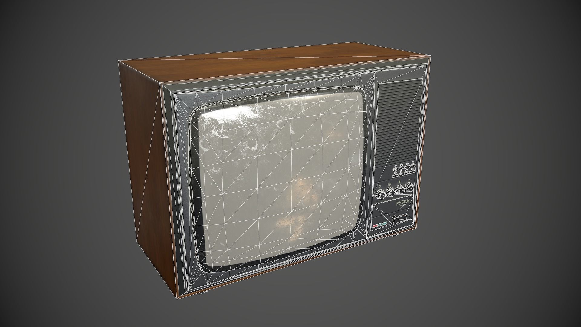 TV Old Retro Low-poly 3D model_6