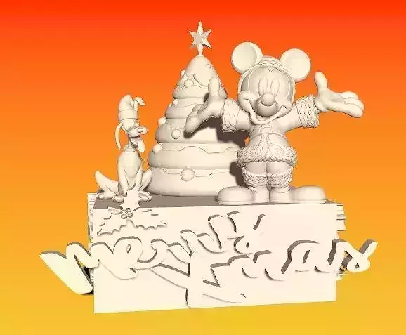 Mickey and Pluto Christmas 3D print model Mickey and Pluto Christmas 3D print model
