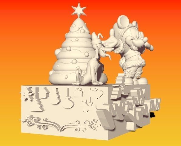 Mickey and Pluto Christmas 3D print model_1