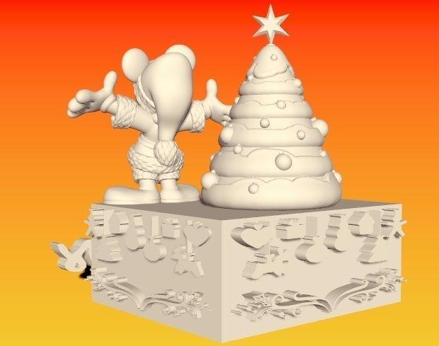 Mickey and Pluto Christmas 3D print model_2