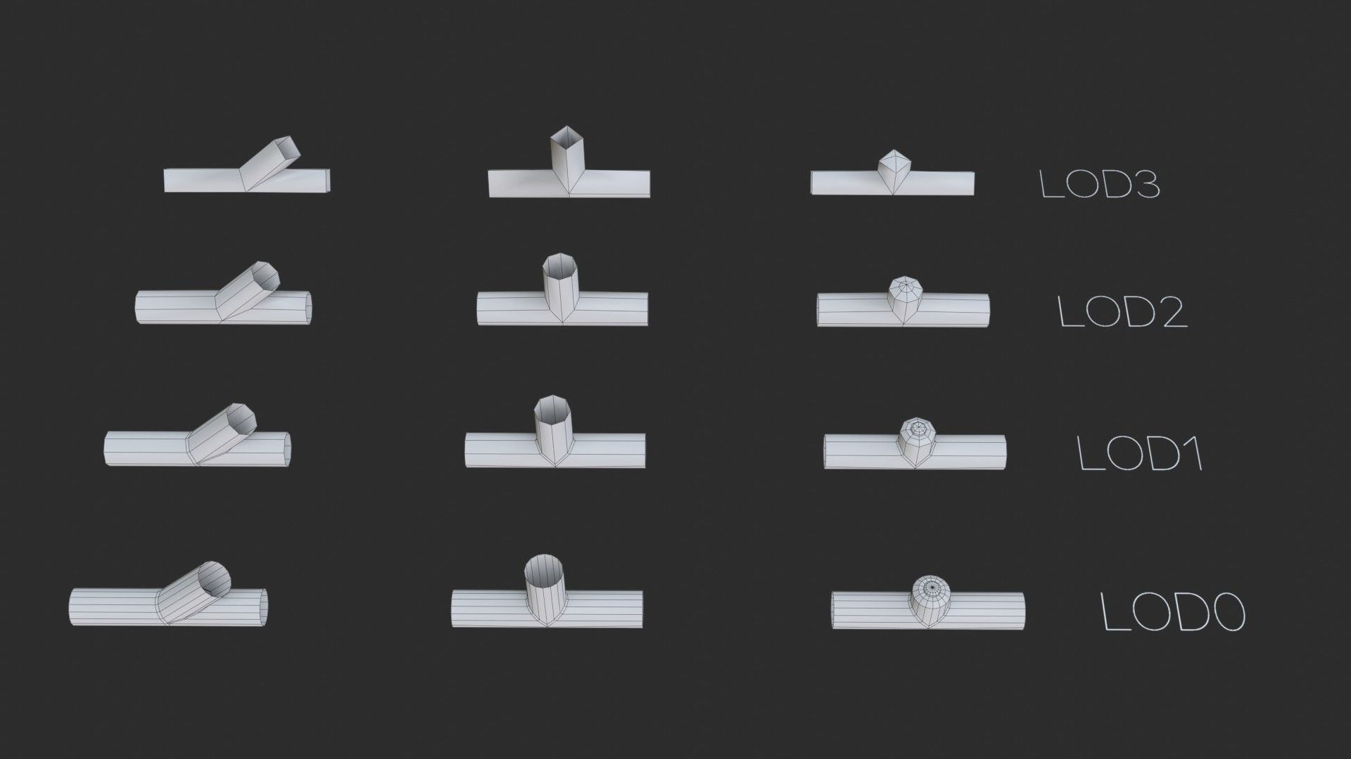 Modular Pipes - Sci-Fi Painted White Low-poly 3D model_31