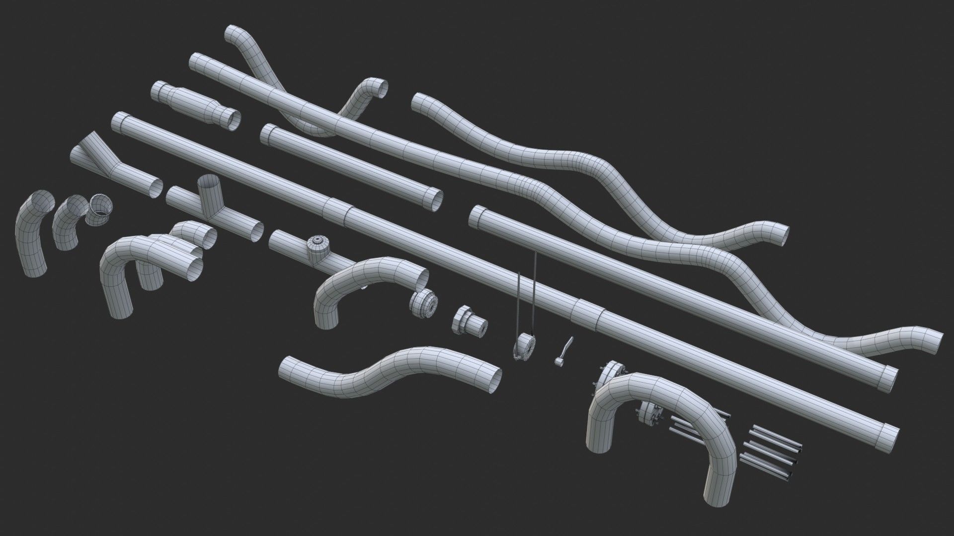 Modular Pipes - Sci-Fi Painted White Low-poly 3D model_19