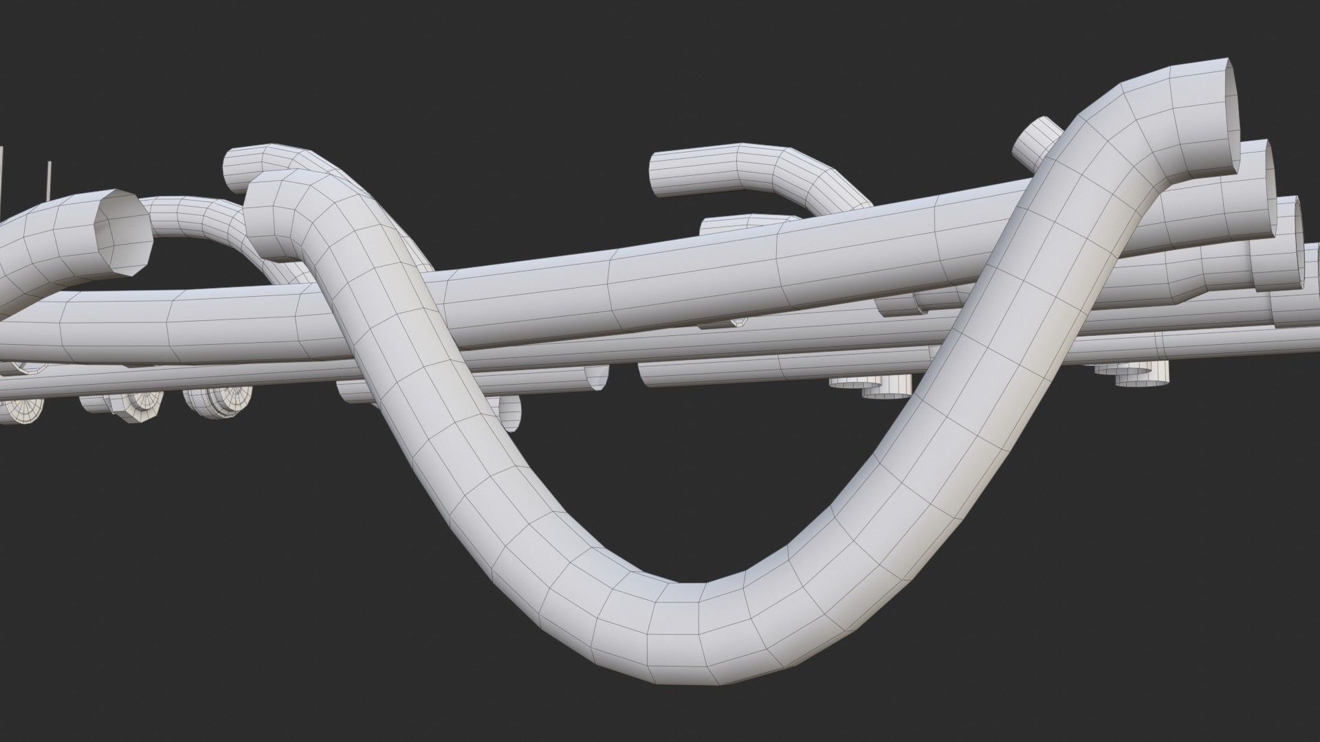 Modular Pipes - Sci-Fi Painted White Low-poly 3D model_22