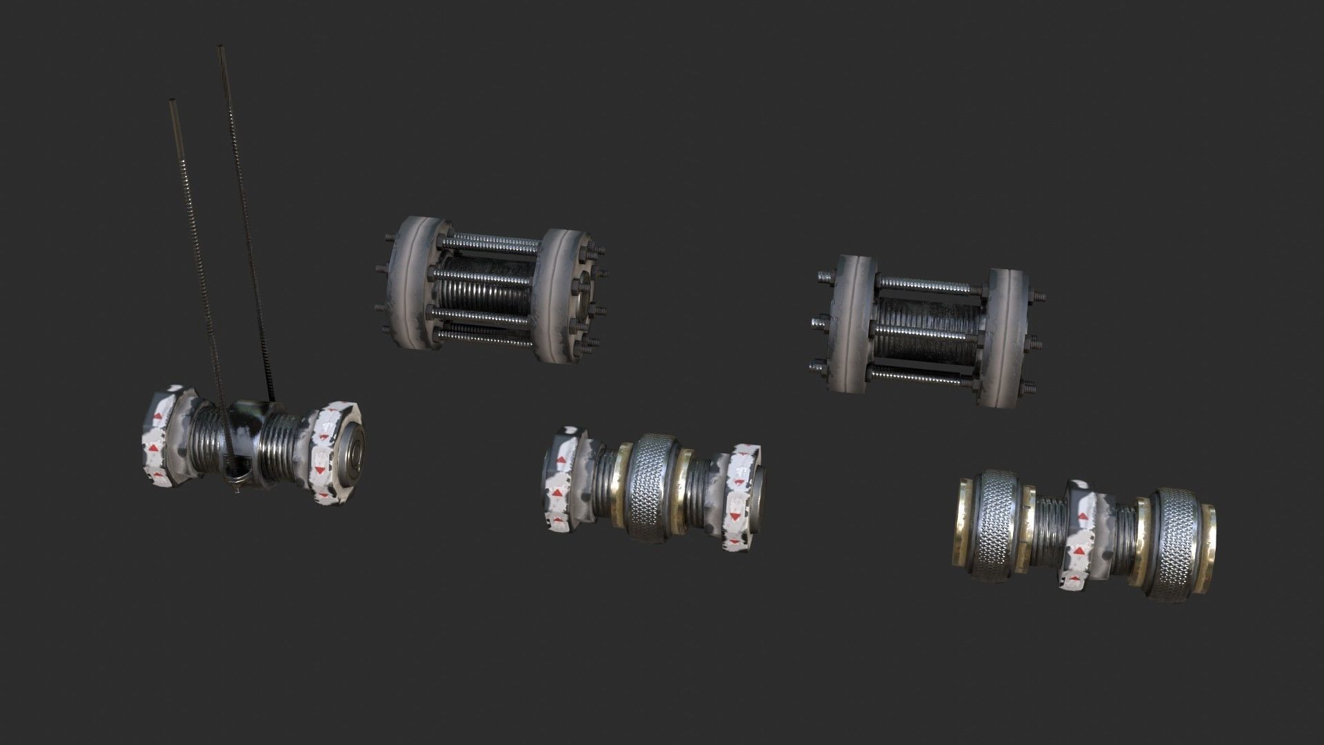 Modular Pipes - Sci-Fi Painted White Low-poly 3D model_13