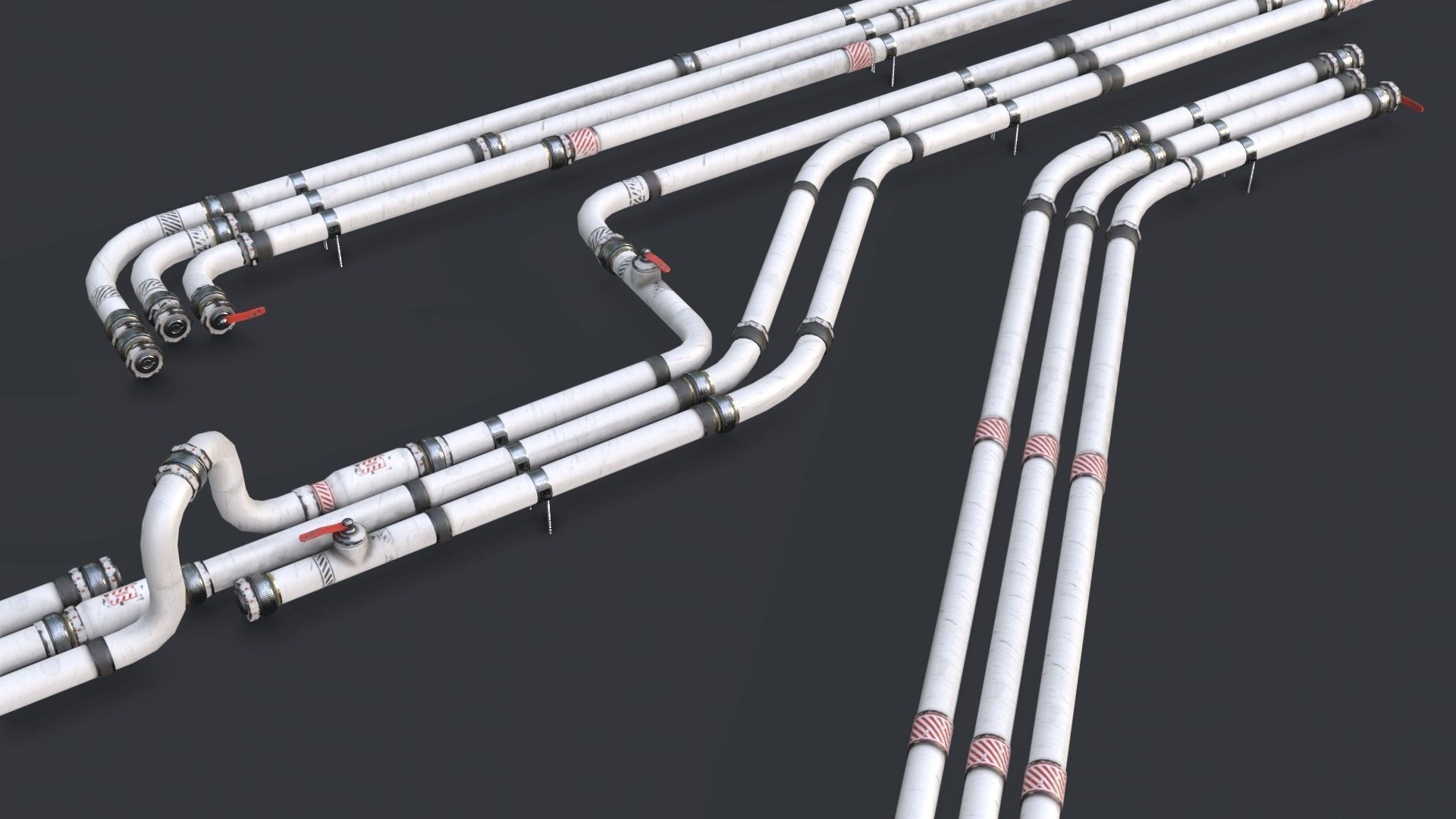 Modular Pipes - Sci-Fi Painted White Low-poly 3D model_17