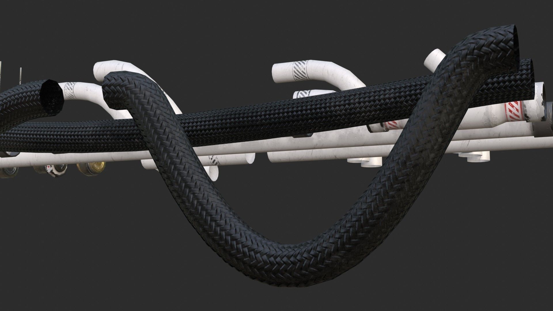 Modular Pipes - Sci-Fi Painted White Low-poly 3D model_6