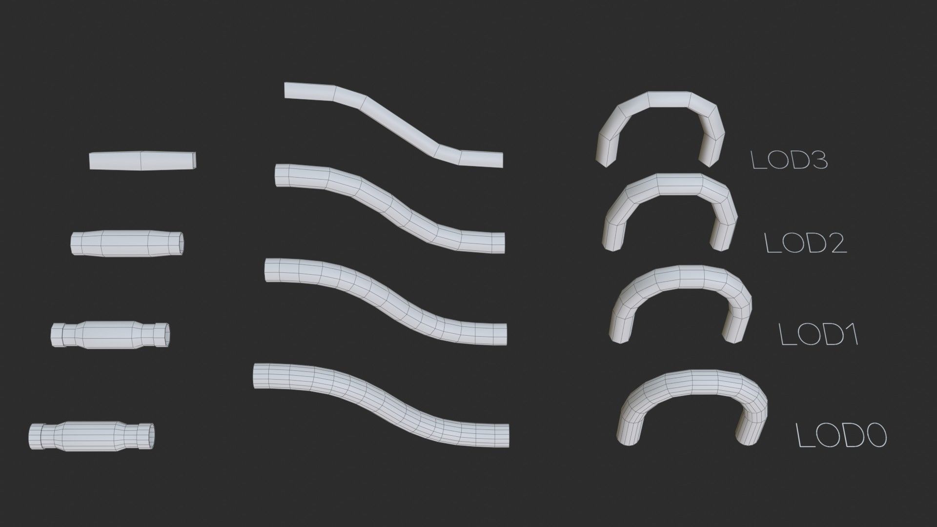 Modular Pipes - Sci-Fi Painted White Low-poly 3D model_25