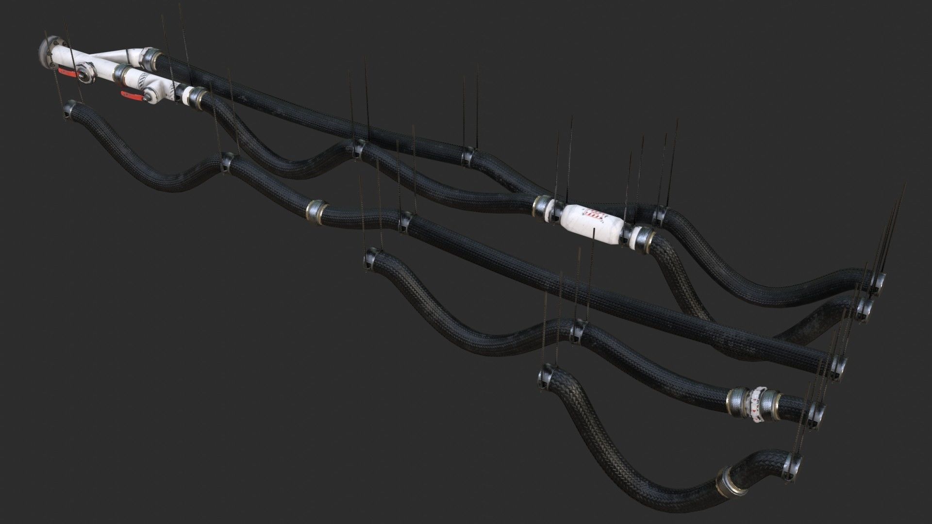 Modular Pipes - Sci-Fi Painted White Low-poly 3D model_9