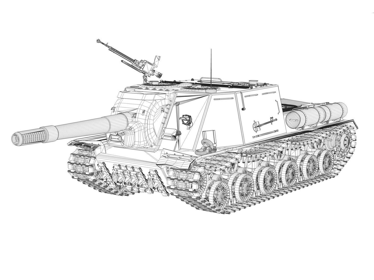 ISU-152  - Soviet heavy self-propelled gun  3D model_10
