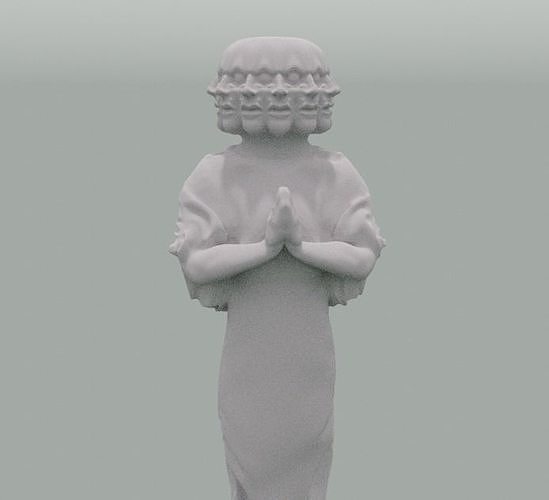 Many Face Monk Prayer Statue 3D print model