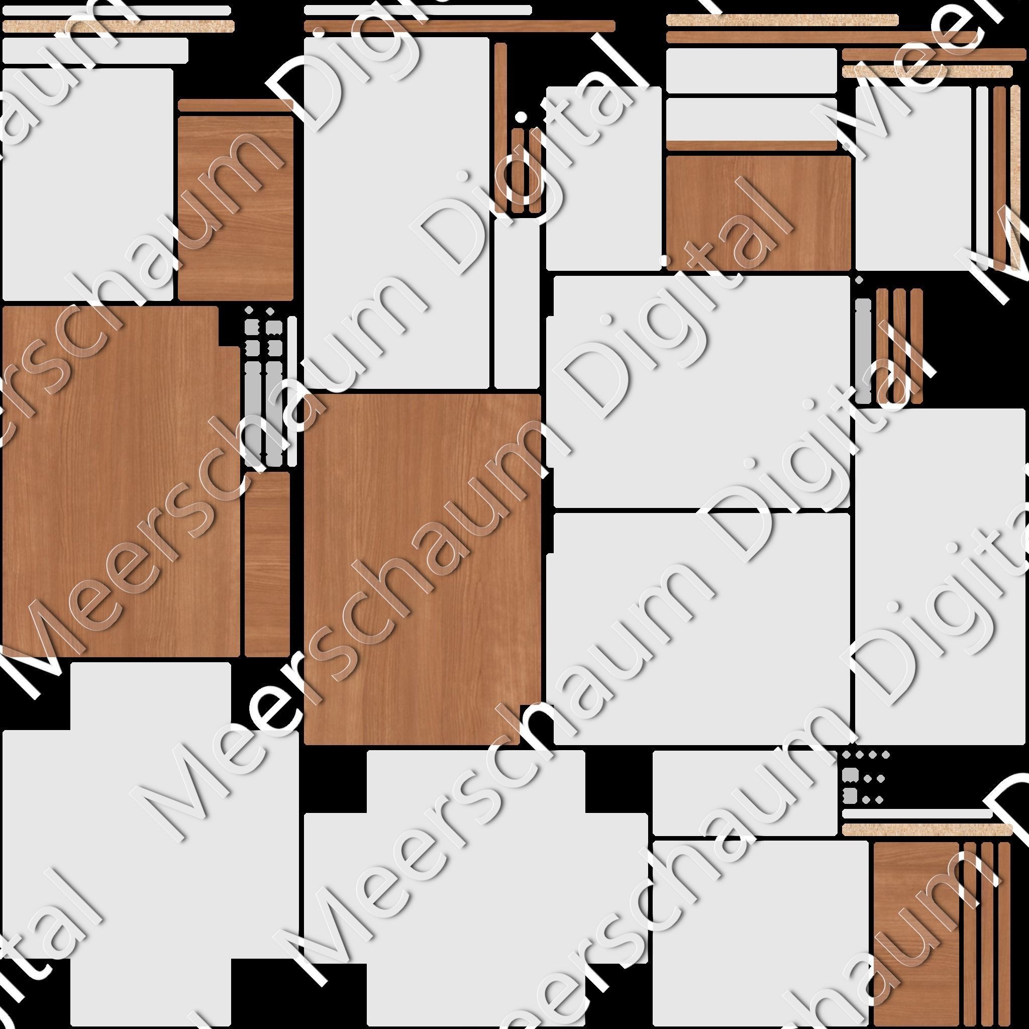 Cherry Kitchen Drawer Stack Base Cabinet Low-poly 3D model_3