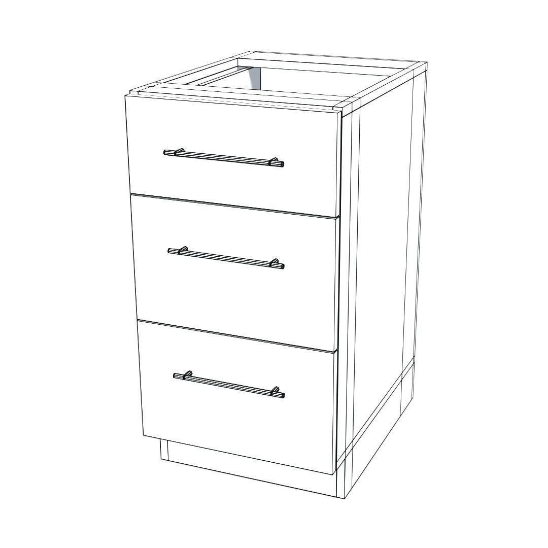 Cherry Kitchen Drawer Stack Base Cabinet Low-poly 3D model_2