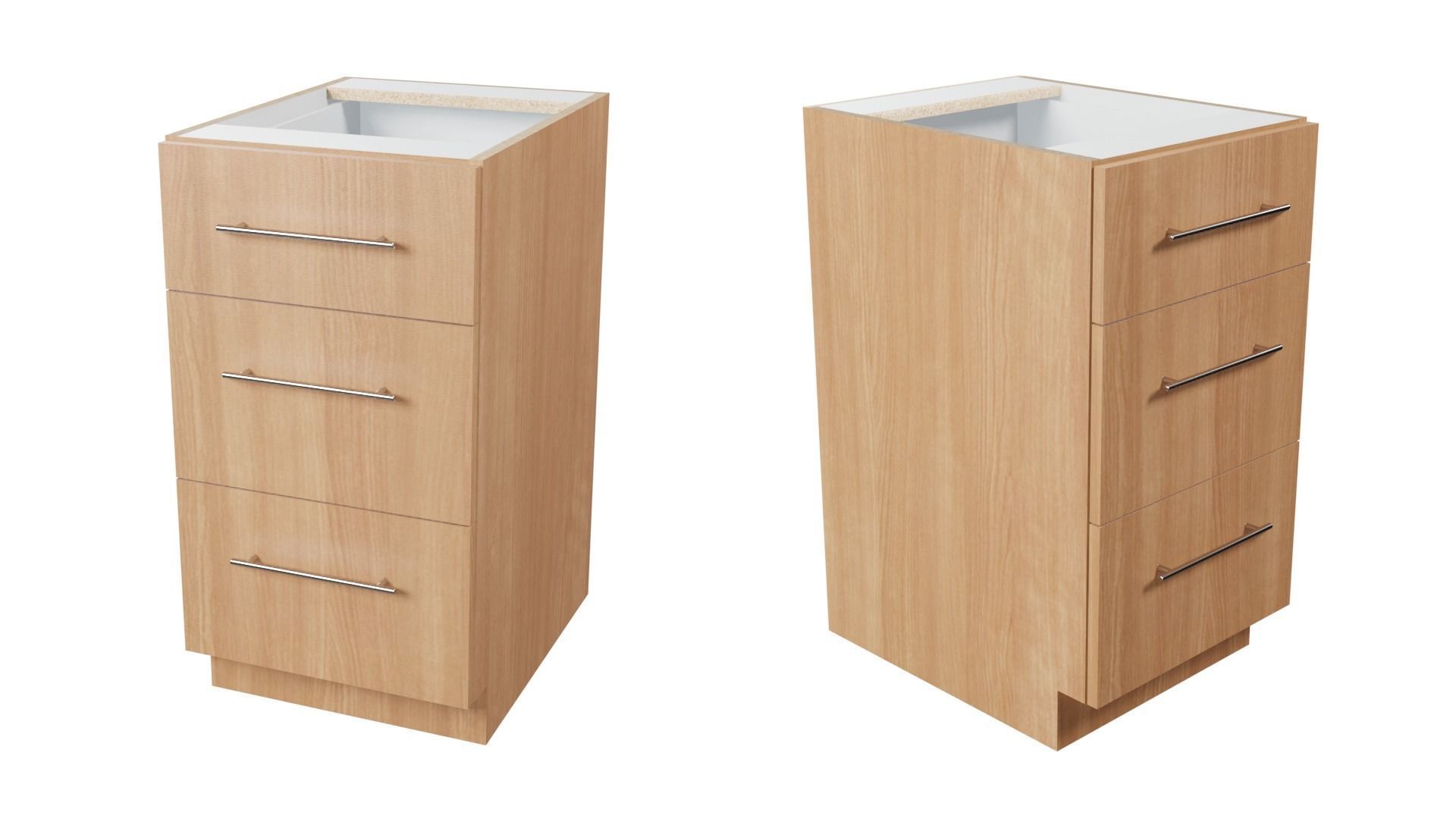 Cherry Kitchen Drawer Stack Base Cabinet Low-poly 3D model_1