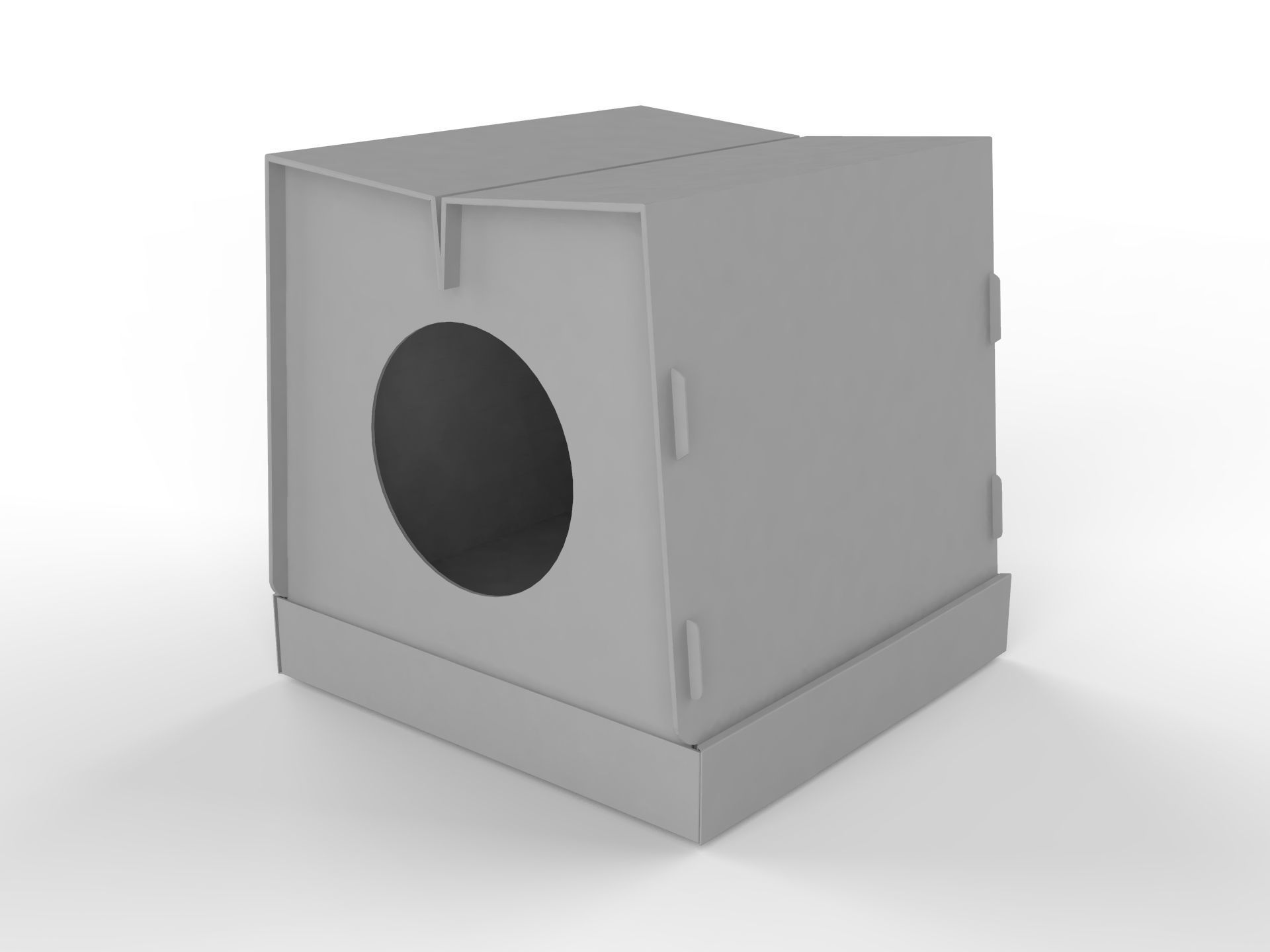 Foldable Cardboard Cat House 3D model_7