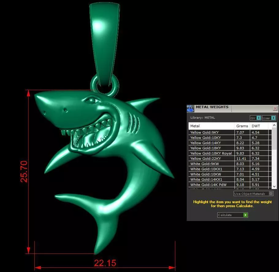 Shark pendant 3D print model_0