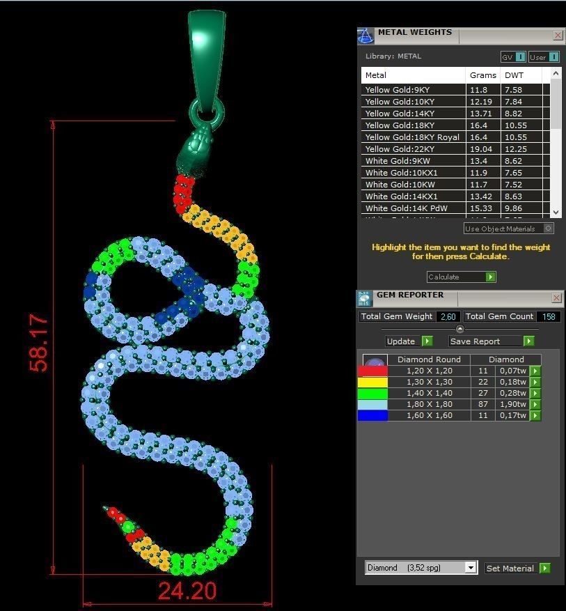 Snake pendant 3D print model_3