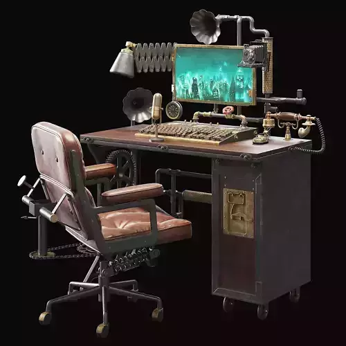 Steampunk Style Workplace 3D model