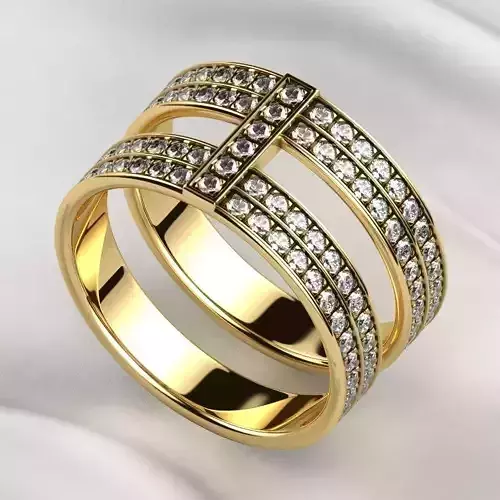 Pave Gems Dual Gold Ring