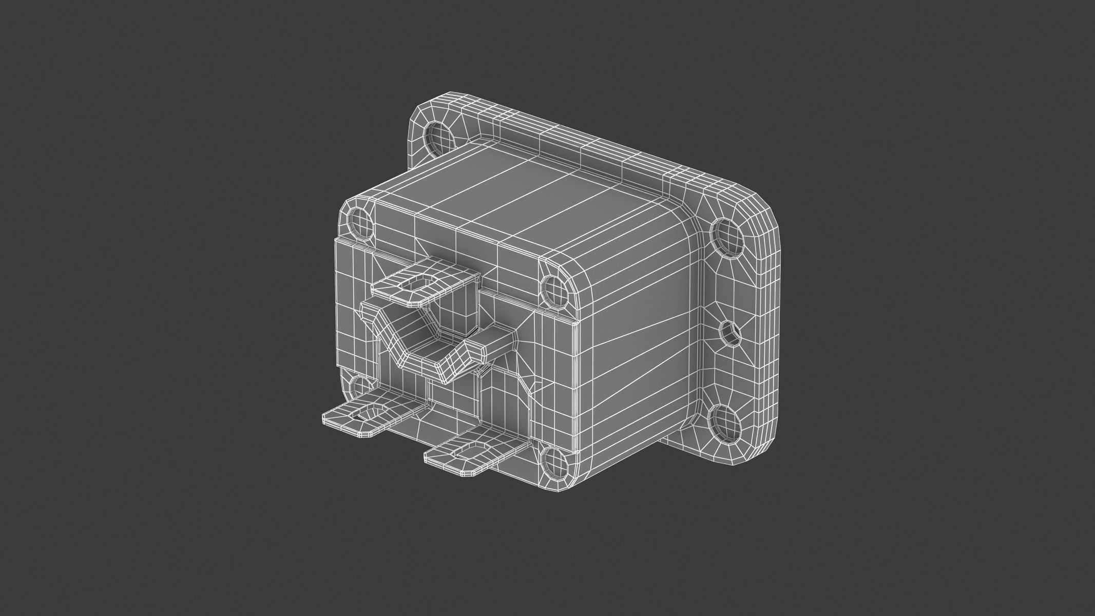 IEC 320 C20 Socket Module 3D model_6
