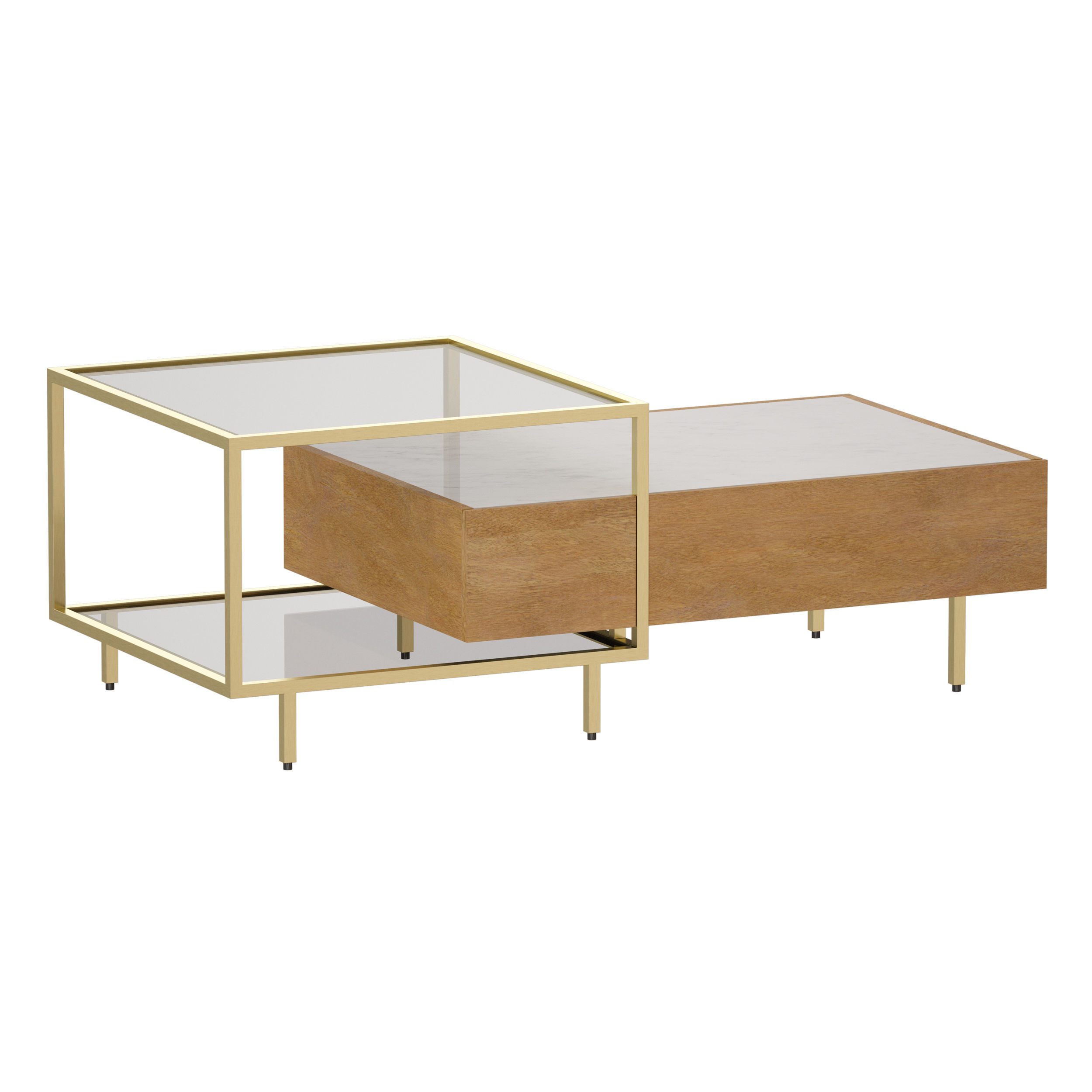 Winslet Wood and Marble Coffee Table Crate and Barrel 3D model_1