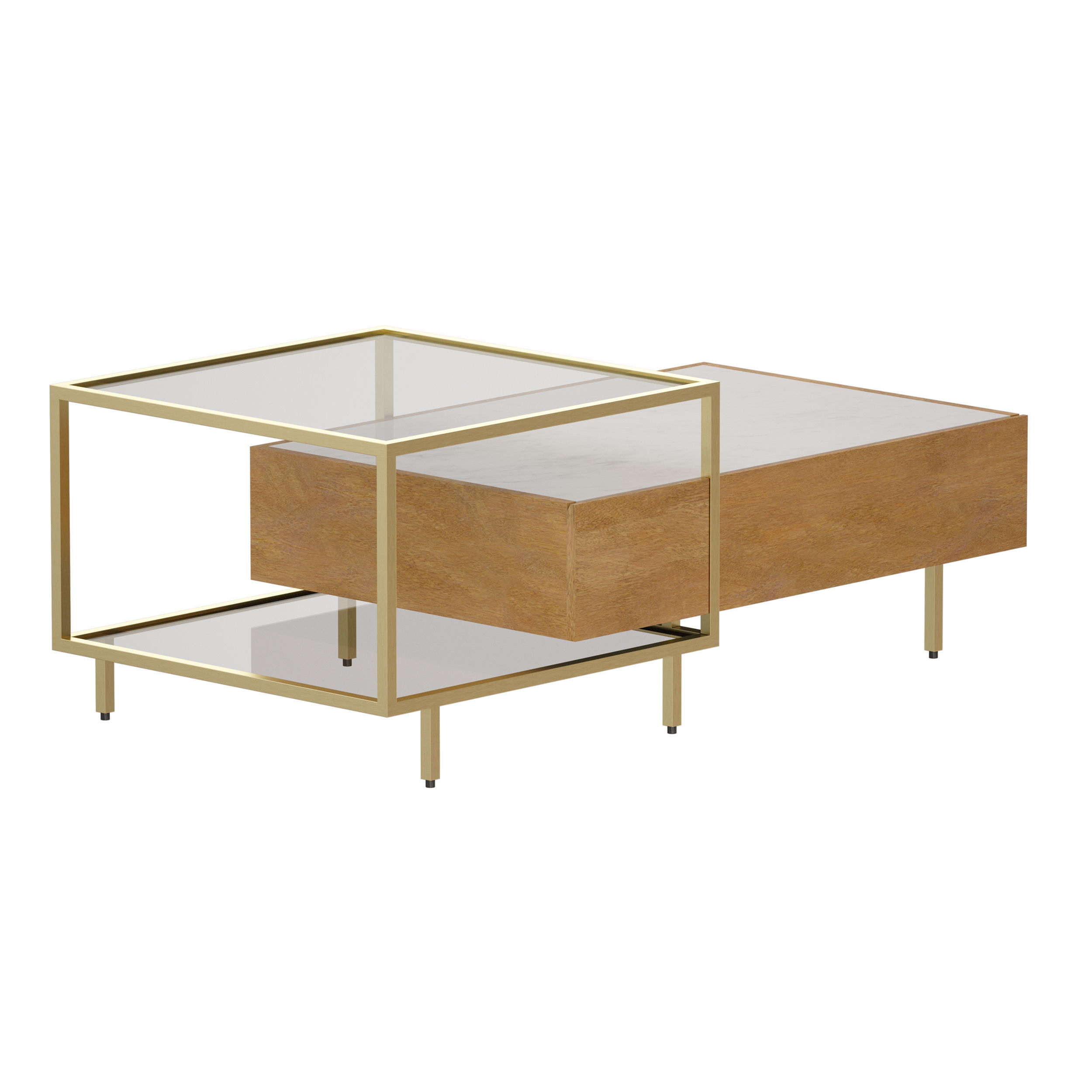 Winslet Wood and Marble Coffee Table Crate and Barrel 3D model_2