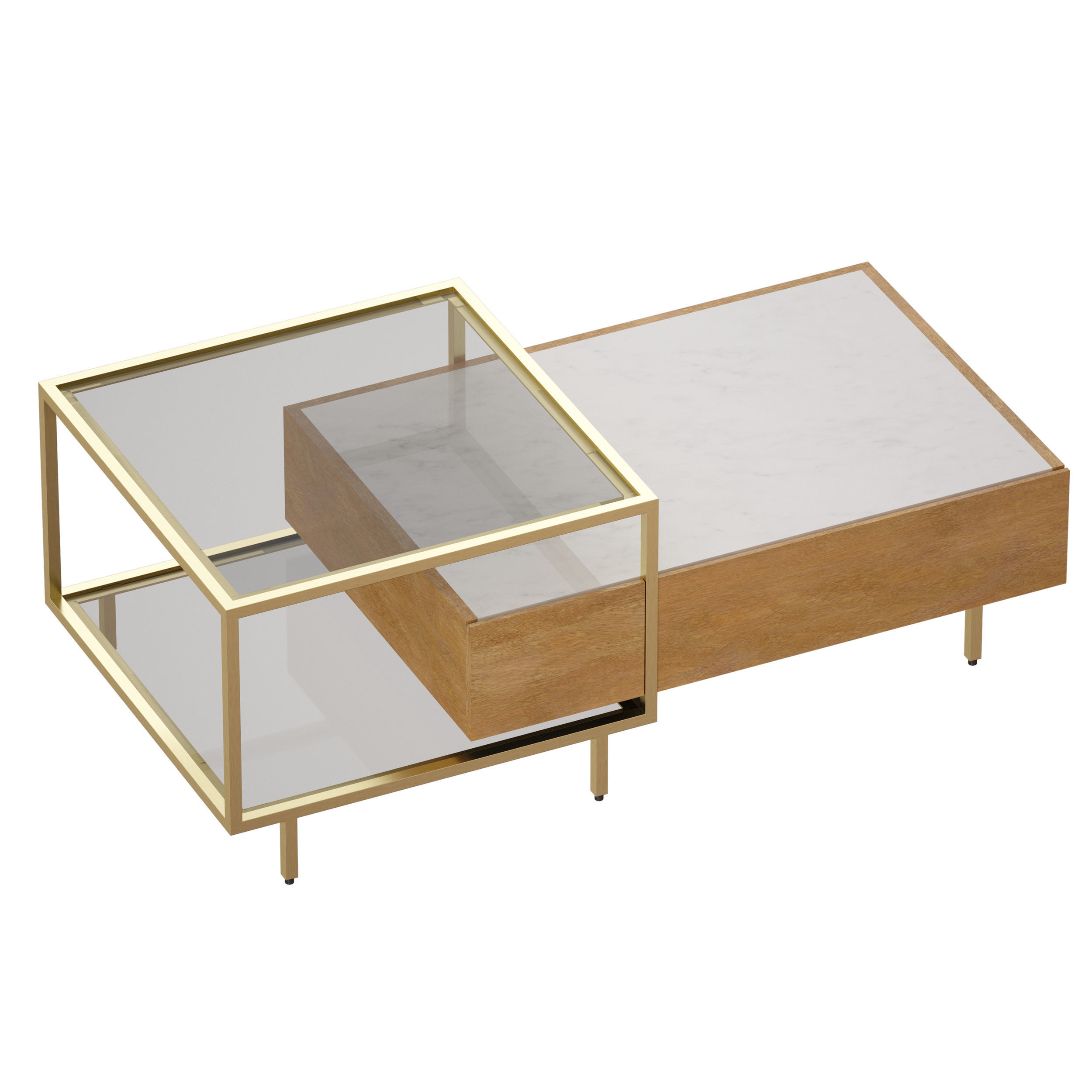 Winslet Wood and Marble Coffee Table Crate and Barrel 3D model_7