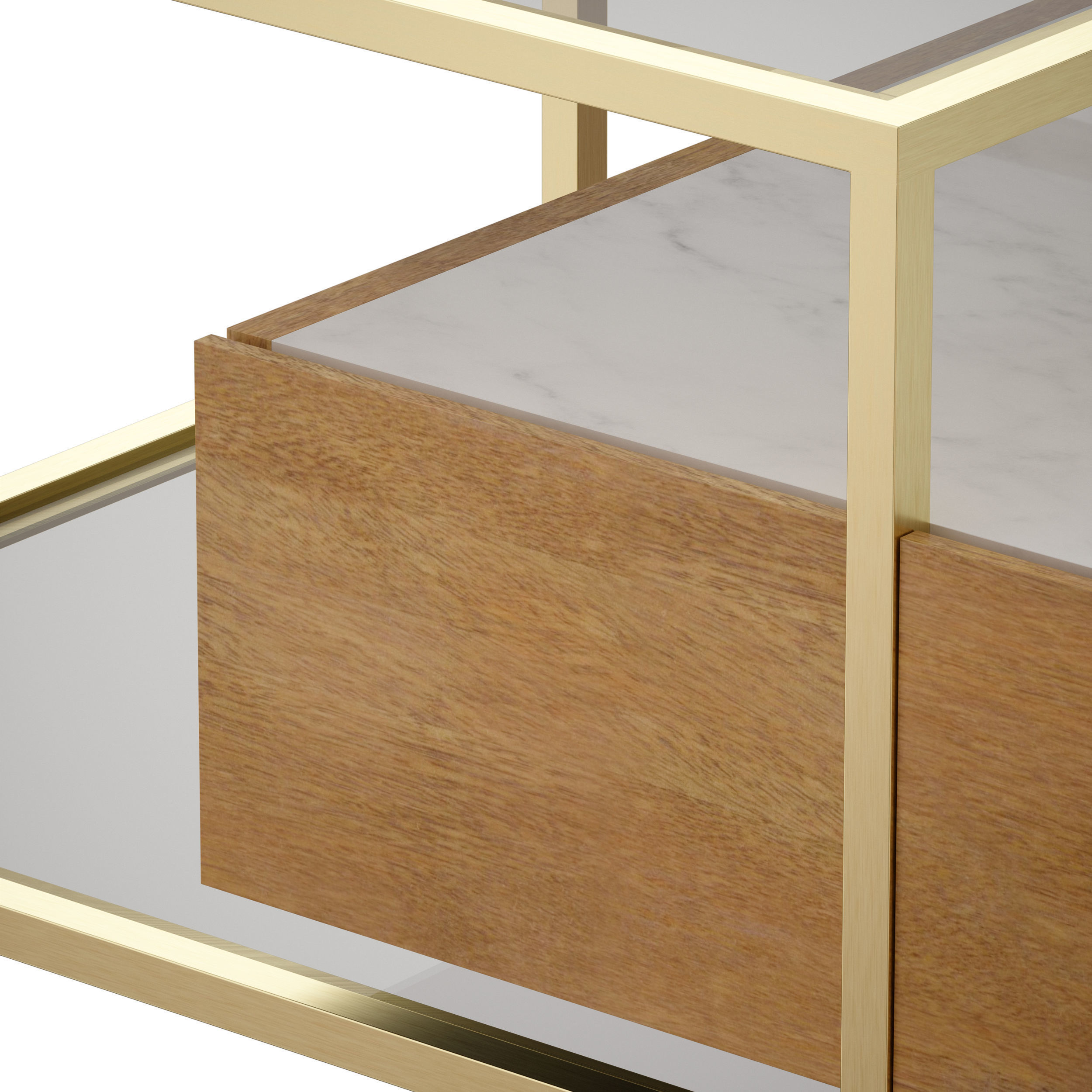 Winslet Wood and Marble Coffee Table Crate and Barrel 3D model_14