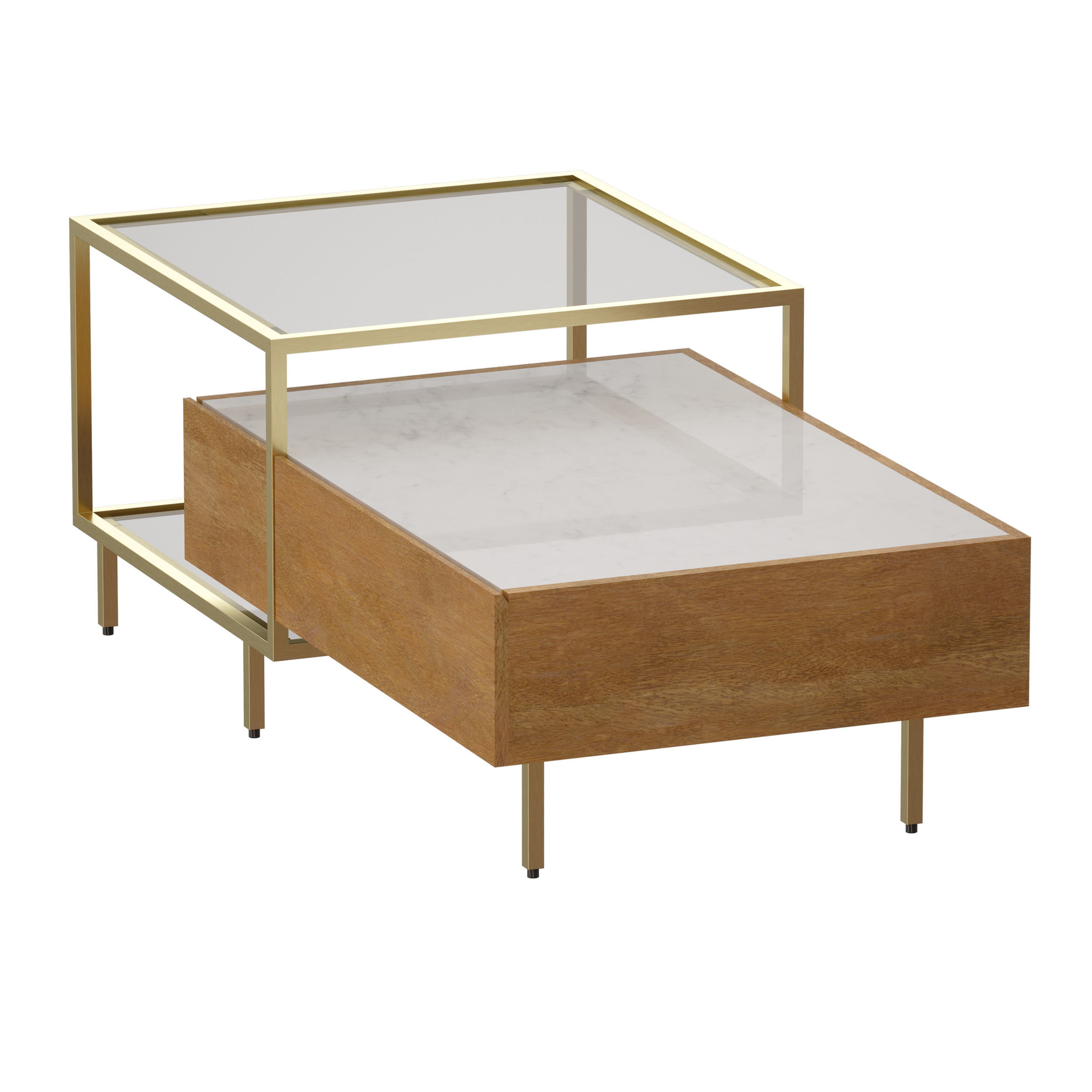 Winslet Wood and Marble Coffee Table Crate and Barrel 3D model_10