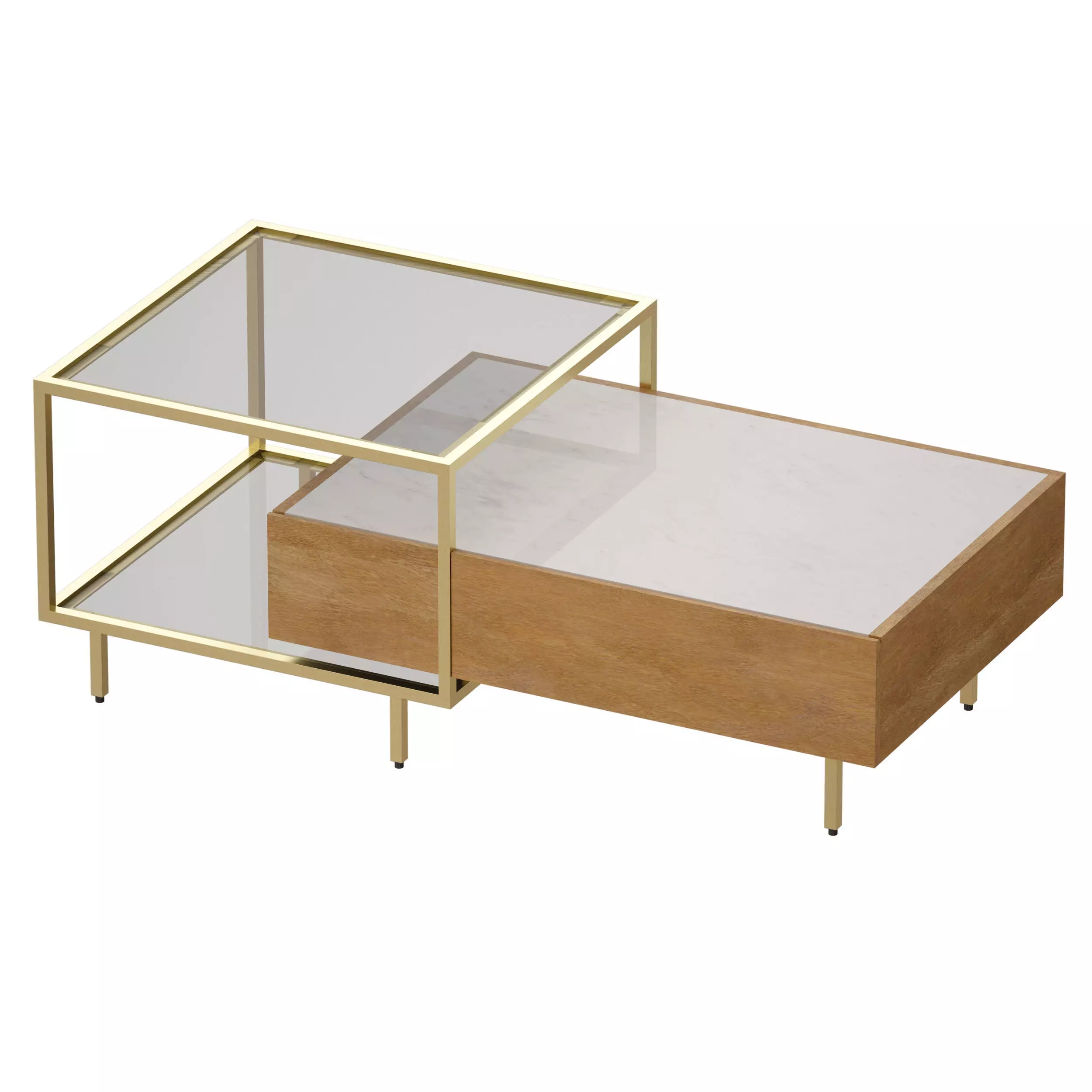 Winslet Wood and Marble Coffee Table Crate and Barrel 3D model_0