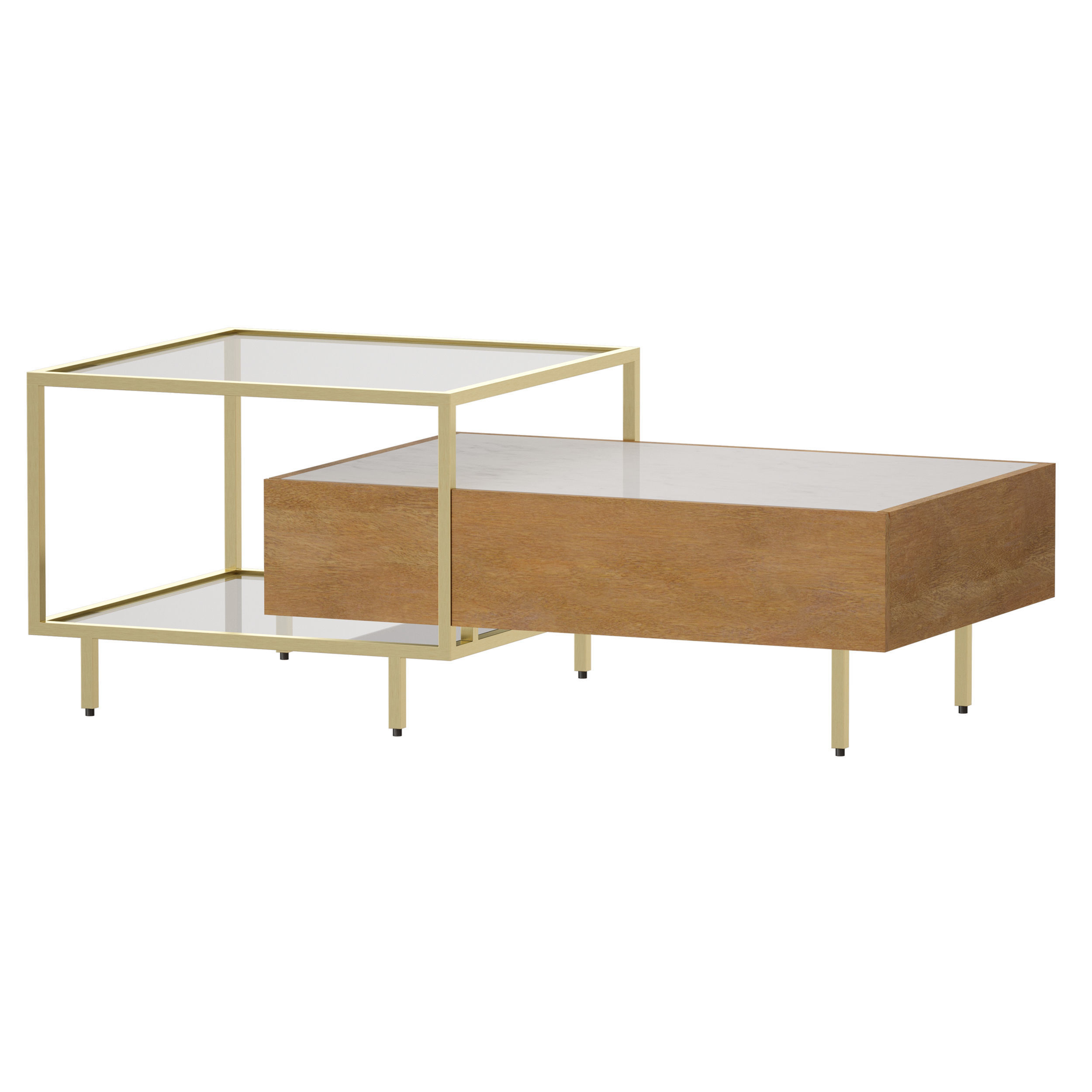 Winslet Wood and Marble Coffee Table Crate and Barrel 3D model_4