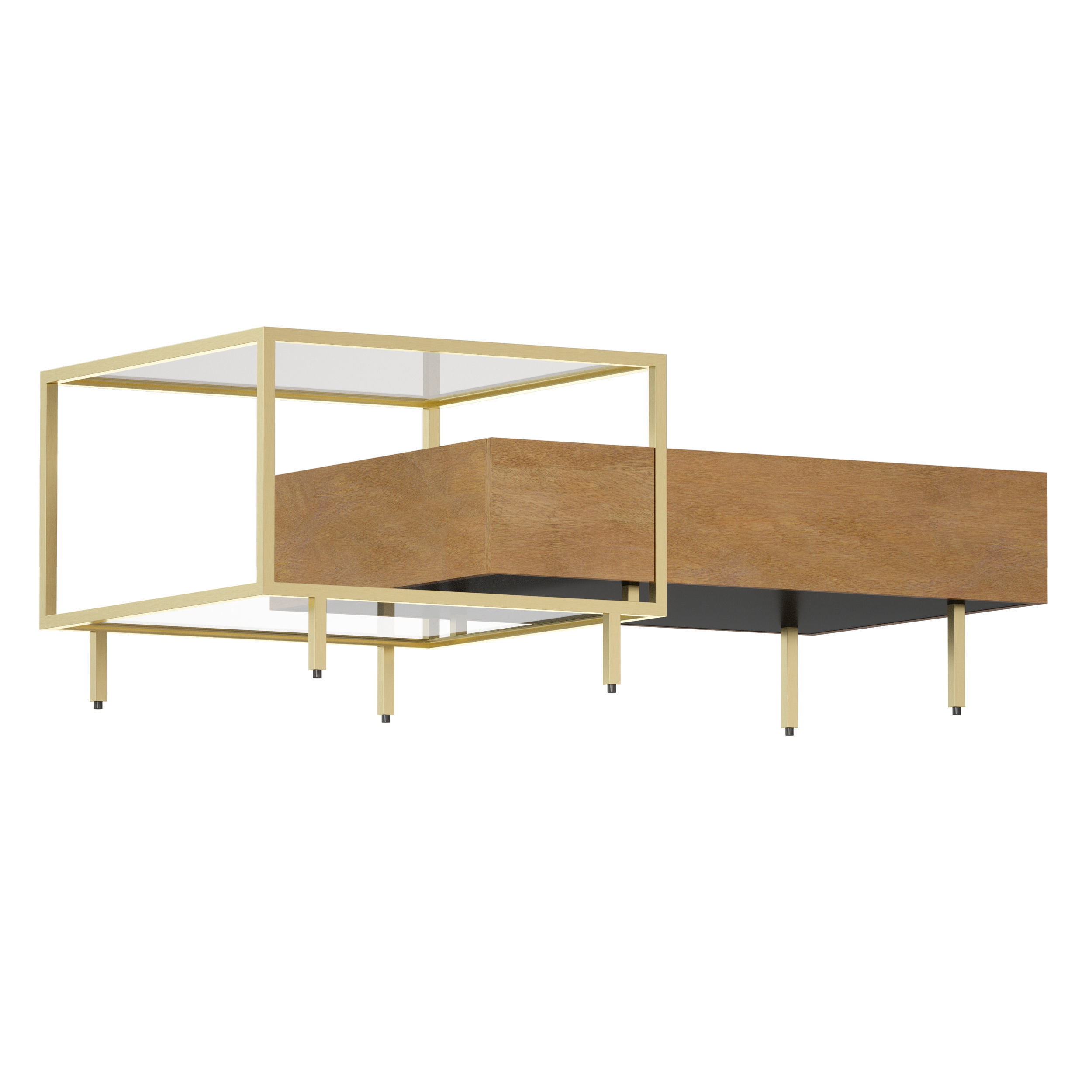 Winslet Wood and Marble Coffee Table Crate and Barrel 3D model_6