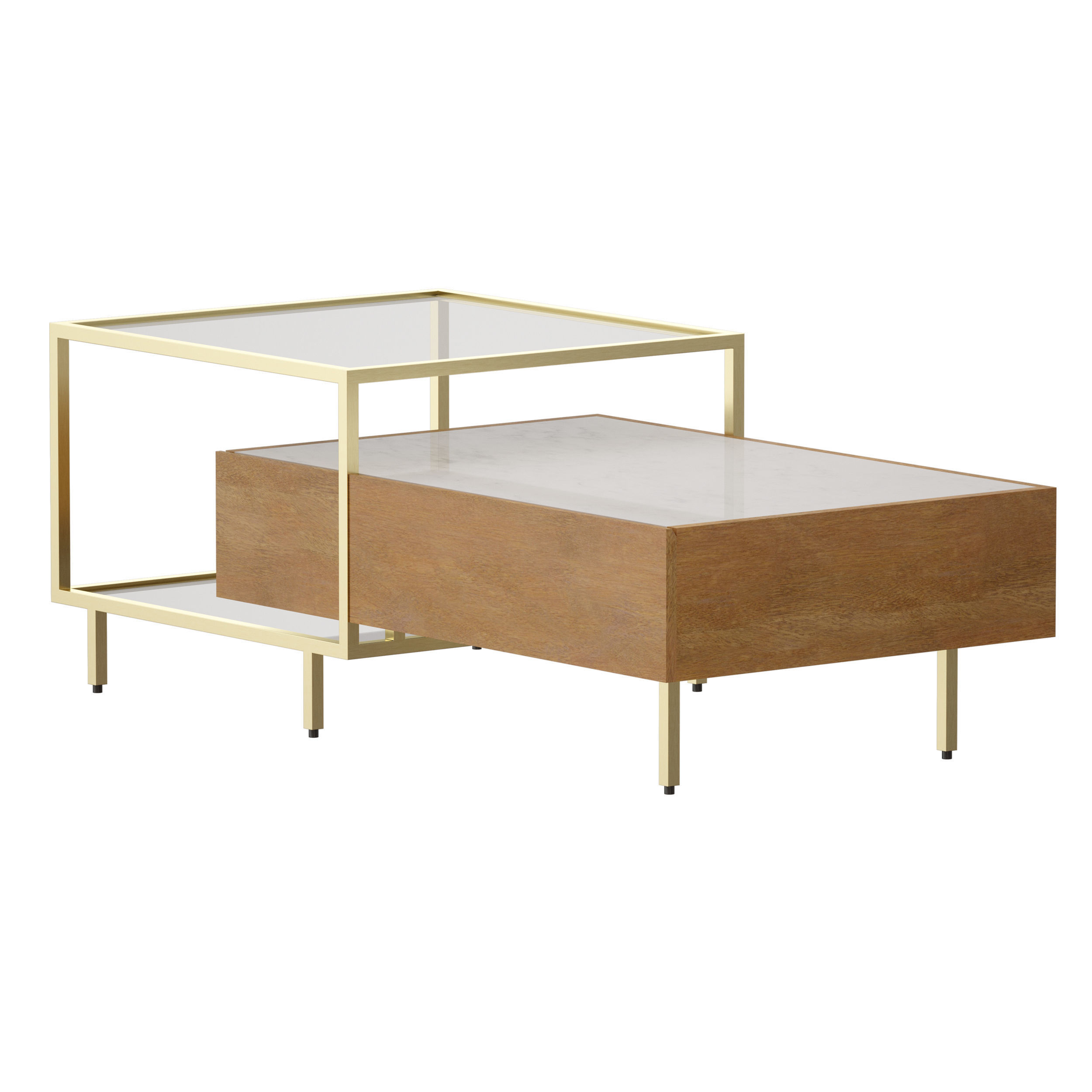 Winslet Wood and Marble Coffee Table Crate and Barrel 3D model_5