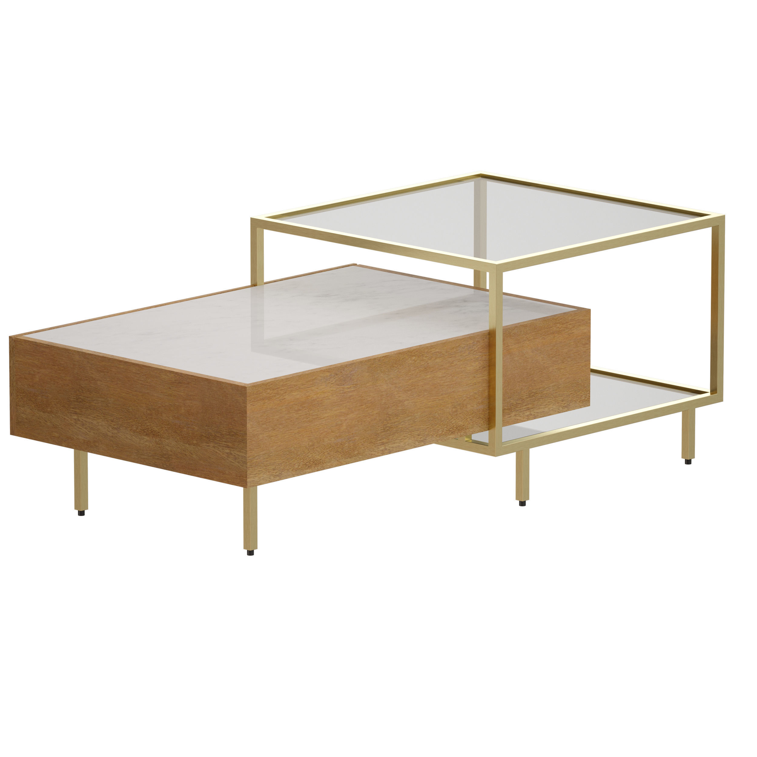 Winslet Wood and Marble Coffee Table Crate and Barrel 3D model_9