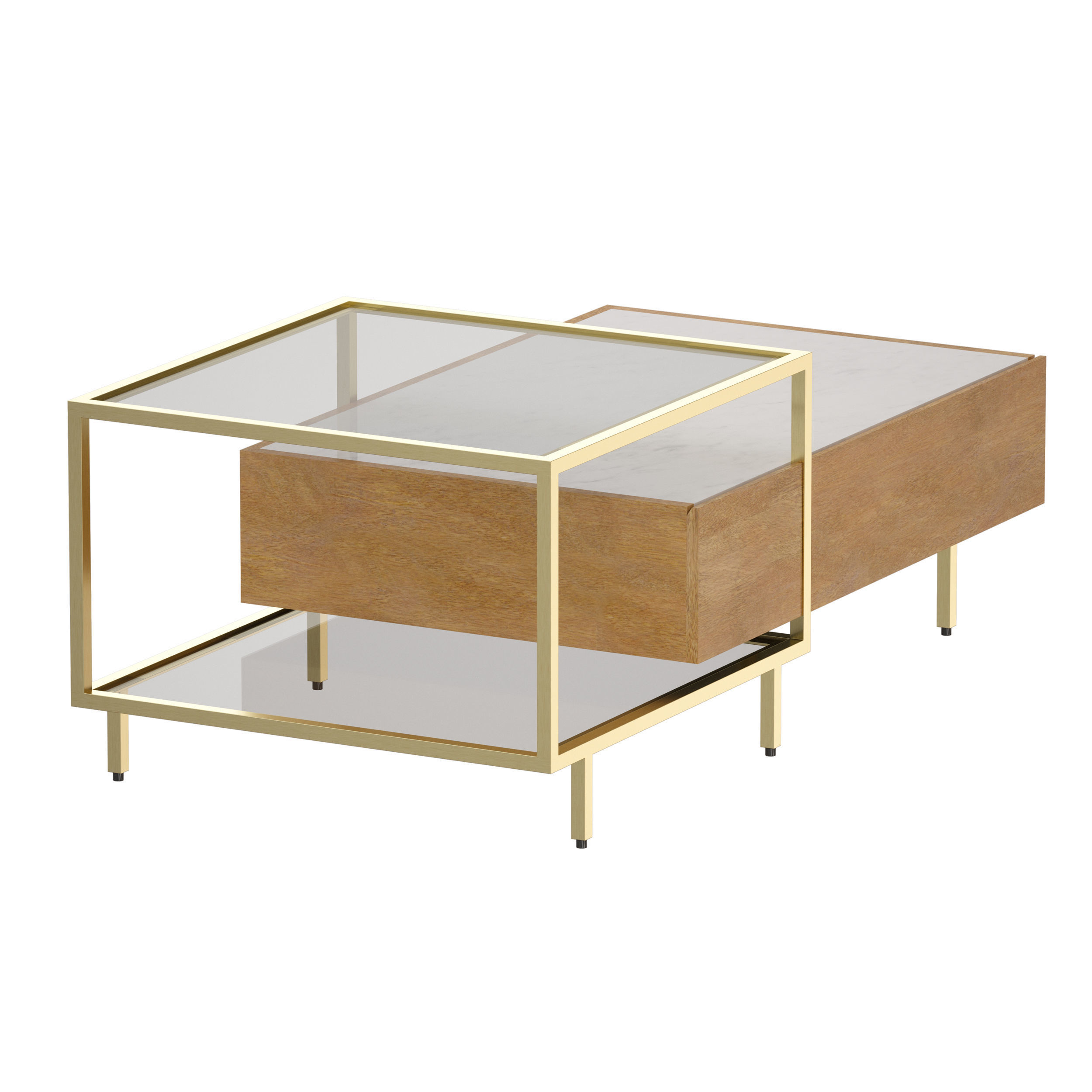 Winslet Wood and Marble Coffee Table Crate and Barrel 3D model_11
