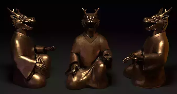 Bronze 12 Zodiac Animals Dragon Sculpture 3D model